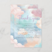 『雲の上の幸せ』パステルカラーのウェディングシャワーパーティー サンキューカード (正面/裏面)