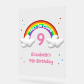 雲の上の幸せ！レインボー 誕生日 アクリルサイン (傾斜)