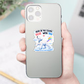 雲の上の愛らしい犬のデザイン シール (スマートフォン)