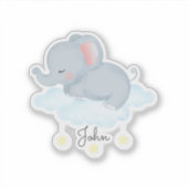 雲の上の愛らしい赤ちゃん象 シール (正面)
