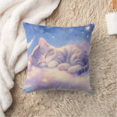 雲の上の眠る子猫のスロー枕 クッション (ブランケット)