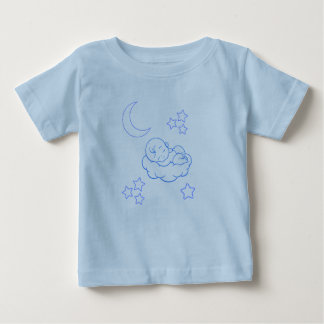 雲の上の眠る赤ちゃん ベビーブルー ベビーTシャツ