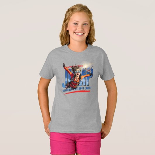 雲の上の自由を感じるスカイダイビング | キッズ Tシャツ (正面フル)