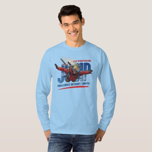雲の上の自由を感じるスカイダイビング | メンズL S Tシャツ (正面フル)