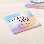 雲の上の花嫁 カラフルパステル ブライダルシャワー スクエアペーパーコースター (アングル)