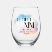 雲の上の花嫁　カラフルパステル ブライダルシャワー ステムなしワイングラス (正面)