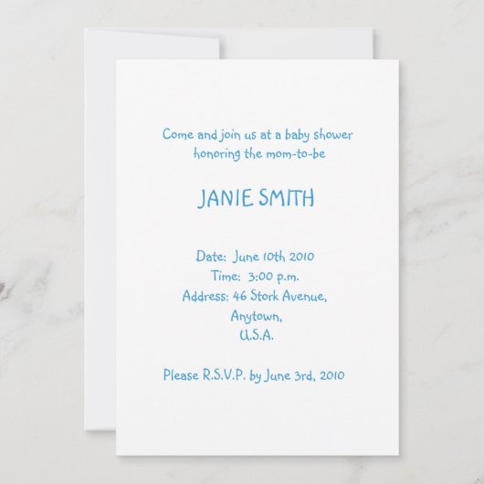 雲の上の赤ちゃん坊や 招待状 (裏面)