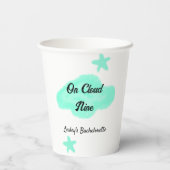 雲の上の9 淡い緑の雲 星の独身パーティー 紙コップ (裏面)