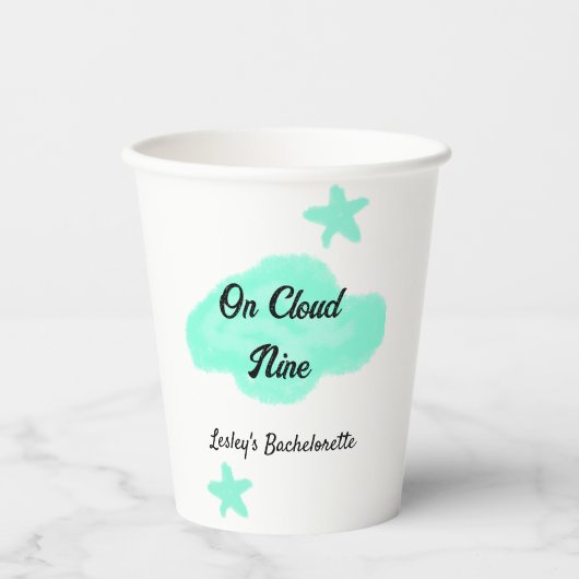 雲の上の9 淡い緑の雲 星の独身パーティー 紙コップ (正面)