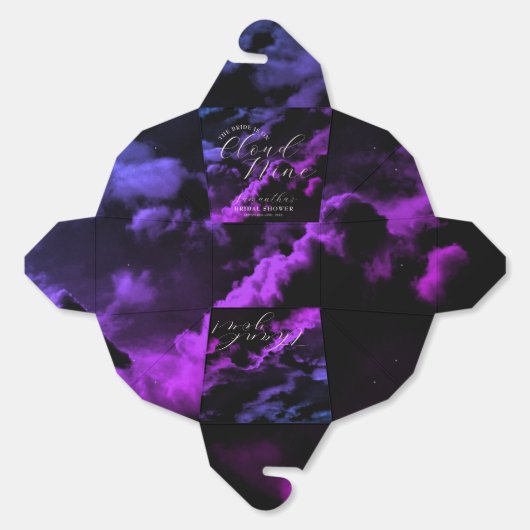 雲の上の9 黒 天体銀河 ブライダルシャワー フェイバーボックス (見開き)