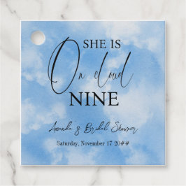 雲の上の9 9 カリグラフィー ブルー ブライダルシャワー フェイバータグ