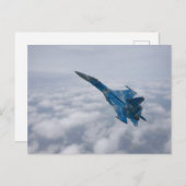 雲の上のSU-27フランカー ポストカード (正面/裏面)