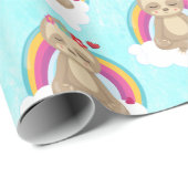 雲の上めい想の可愛い茶色のナマケモノ ラッピングペーパー (ロールコーナー)