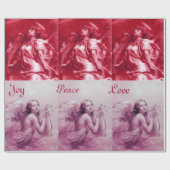 雲の上遊の天使のライラピンクのクリスマス ラッピングペーパー (フラット)