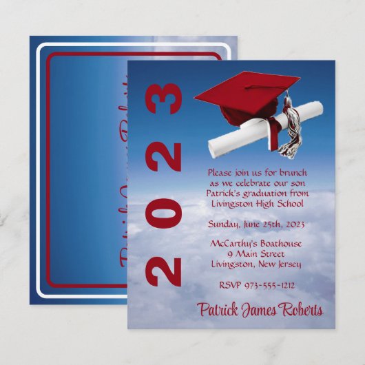 『雲の上』赤帽の卒業 招待状 (正面/裏面)