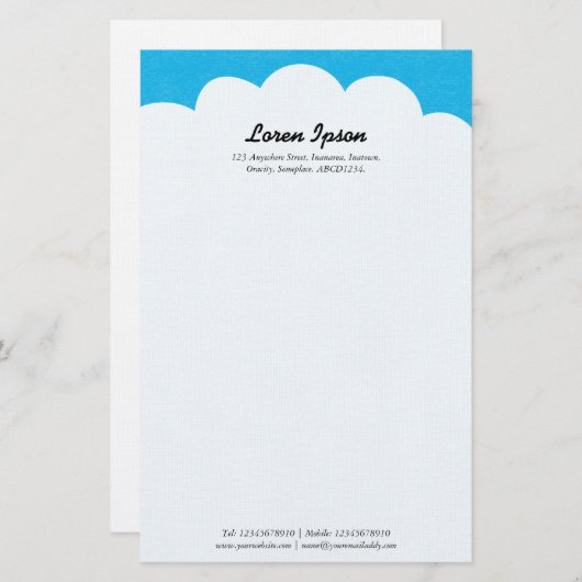 雲の上 – 青 便箋 (正面/裏面)