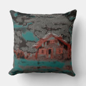 雲の下で霧雨の動きの古い粘土の家 クッション (正面)