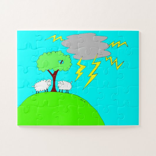 雲の下の小さな羊が二頭 ジグソーパズル (横)