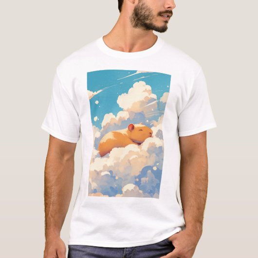 雲の中で夢見るカピバラ Tシャツ (正面)