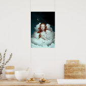 雲の中で猫を飼っている赤毛の女性 ポスター (キッチン)