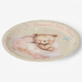雲の中で眠っているテディベア赤ちゃんシャワー ペーパープレート (アングル)