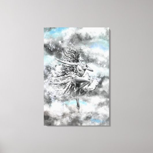 雲の中で踊る女性 - 感情 - 絵画 キャンバスプリント (正面)
