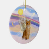 雲の中のオレンジタビー トラ猫の天使 セラミックオーナメント (右)