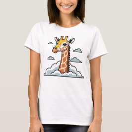雲の中のキリン かわいい動物 Tシャツ