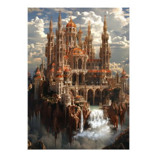 雲の中のゴシック幻想城幻想風景 フォトプリント