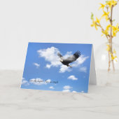 雲の中のハ飛んでいるゲワシ カード (黄色い花)