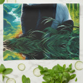 雲の中のパンダのクマ キッチンタオル (折り畳み)