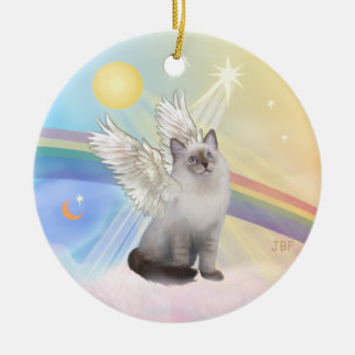 雲の中のラグドール猫の天使 セラミックオーナメント