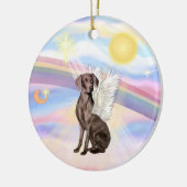 雲の中のヴァイマラナー犬の天使 セラミックオーナメント (左)