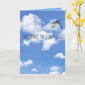 雲の中の卒業式の帽子 カード (黄色い花)