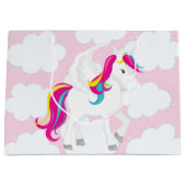 雲の中の可愛いユニコーンパーティーバッグ ラージペーパーバッグ (正面)