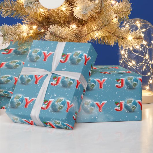 雲の中の地球のクリスマスの喜び ラッピングペーパー (クリスマス)
