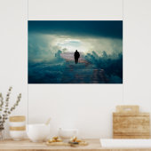 雲の中の天国への階段の上の老人 ポスター (キッチン)