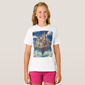 雲の中の幻想的な浮遊城 | 天上の世界  Tシャツ (正面フル)