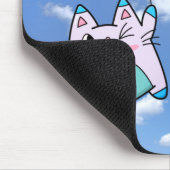 雲の中の猫と赤い風船 マウスパッド (コーナー)