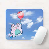 雲の中の猫と赤い風船 マウスパッド (マウス)
