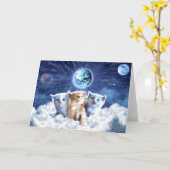 雲の中の猫 カード (黄色い花)