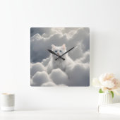 雲の中の猫 スクエア壁時計 (ホーム)