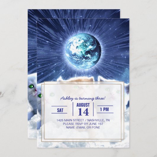 雲の中の猫 招待状 (正面/裏面)