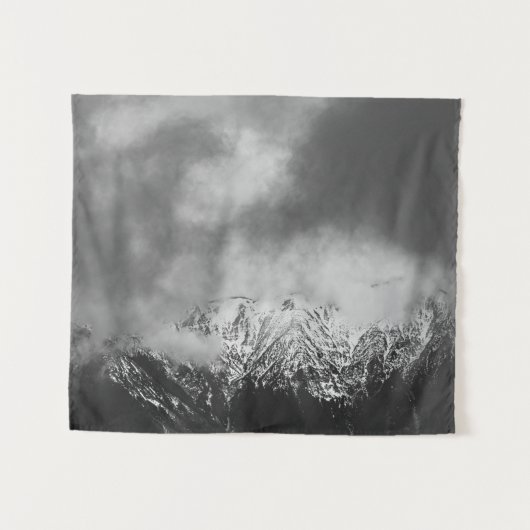 雲の中の白黒の山 タペストリー (正面(横))