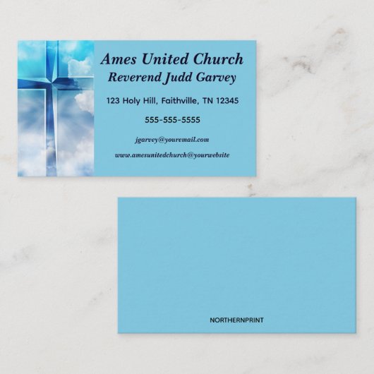 雲の中の編集可能クロス教会のリーダー 名刺 (正面/裏面)