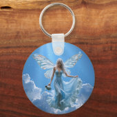 雲の中の美しいアクエリアスの妖精 キーホルダー (正面)
