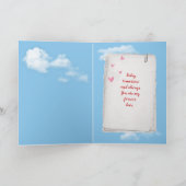 雲の中の赤いバレンタインハートバルーン カード (内部)