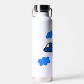 雲の中の飛パーソナライズされた行機 ウォーターボトル (正面)