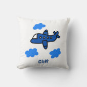 雲の中の飛パーソナライズされた行機 クッション (正面)