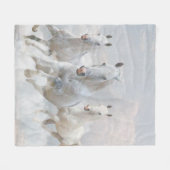 雲の中の馬 フリースブランケット (正面(横))